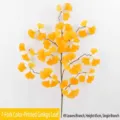 Artificial yellow ginkgo leaf branch featuring 7 forks and 49 leaves at 65cm height - 7-Pronged Ginkgo Leaf / 49 Leaves / Yellow
