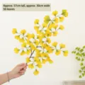 Yellow artificial ginkgo leaf branch for wedding decoration, 57cm height with 56 leaves - 1 Branch of Film-Coated Colored Ginkgo Leaf (Green Core Yellow)