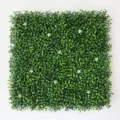Artificial Milan grass plant wall square turf green leaf synthetic decorative backdrop panel - With Flower