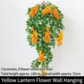 Artificial yellow lantern flower wall hanging plant, 130cm length for home decor - Yellow