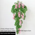 Pink artificial lantern flower vine wall hanging plant 130cm for indoor decor - Pink