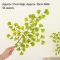 Artificial green ginkgo leaf branch with yellow edges for wedding and home decor - 1 Branch of Light Green Film-Coated Colored Ginkgo Leaf