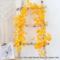 Bright yellow 1.8m artificial ginkgo leaf vine decoration with 216 dense silk leaves - Bifurcated Ginkgo Leaf in Yellow (1 Piece)