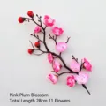 Artificial pink plum blossom branch 28cm long with 11 delicate silk flowers for decor - Xiao Jian Plum / Approx. 28cm / Pink