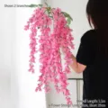 1.1m Pink artificial wisteria hanging flower vine for wedding decor - Six Branches Hanging Style / Deep Pink