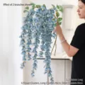 Premium 1.1m light blue artificial hanging wisteria flower vine for wedding event - Six Branches Hanging Style / Dark Blue