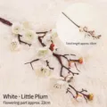 Elegant artificial white plum blossom branch decoration total length 60cm for home floral arrangement - Xiao Xiu Plum / Approx 60cm / White