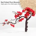 Artificial red plum blossom bonsai with height 25cm and width 35cm - Plum Blossom Bonsai / 25cm x 35cm / Red