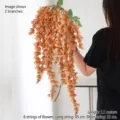 1.1m Orange hanging artificial wisteria flowers with 6 clusters for wedding decor - Six Branches Hanging Style / Dark Orange