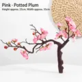 Beautiful artificial pink plum blossom bonsai branch for home decoration, 25x35cm - Plum Blossom Bonsai / 25cm x 35cm / Pink