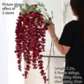 Stunning 1.1m long artificial hanging red wisteria silk flowers for elegant wedding decor - Six Branches Hanging Style / Red
