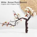 Elegant artificial white plum blossom bonsai, realistic silk flowers, 25x35cm size - Plum Blossom Bonsai / 25cm x 35cm / White