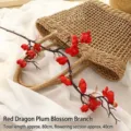 Artificial red plum blossom branch, 80cm total length, SKU variant Red Longyou Plum - Longyou Plum Blossom / Approx 80cm / Red