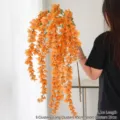 Orange artificial wisteria hanging vine 1.1m length for wedding and party decorations - Six Branches Hanging Style / Light Orange