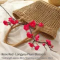 Magenta artificial plum blossom branch, 80cm long with realistic silk flowers for decor - Longyou Plum Blossom / Approx 80cm / Rose Red
