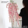 Pink artificial hanging wisteria flower vine for romantic wedding party decoration - Six Branches Hanging Style / Medium Pink