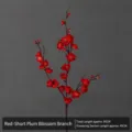 Artificial red winter plum blossom branch, length 95cm for elegant home decor. - Short Hanmei Branch / Approx 95cm Total Length / Red