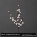 Lifelike white artificial plum blossom branch, 95cm total length for floral decoration - Short Hanmei Branch / Approx 95cm Total Length / White