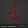 Artificial red winter plum blossom branch, length 95cm, home decor - Long Hanmei Branch / Approx 95cm Total Length / Red