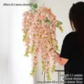 Artificial peach wisteria hanging flower vine for wedding decor, 1.1m length SKU variant. - Six Branches Hanging Style / Dark Champagne
