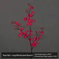 Elegant rose red long artificial plum blossom branch for home decor, total length 95cm - Long Hanmei Branch / Approx 95cm Total Length / Rose Red