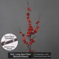 125cm red artificial plum blossom branch with realistic snow detail for home decor - Long Wintersweet Branch / Approx 125cm Total Length / Red