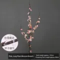 Realistic 125cm long pink artificial plum blossom branch with lifelike snow effect details - Long Wintersweet Branch / Approx 125cm Total Length / Pink