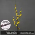 Long artificial yellow plum blossom branch 125cm with realistic snow details on stem - Long Winter Sweet (With Snow Effect) / Approx. 125cm / Yellow