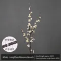 Elegant white artificial long plum blossom branch 125cm featuring lifelike snow detail - Long Winter Sweet (With Snow Effect) / Approx. 125cm / White
