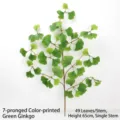 Realistic artificial green ginkgo leaf branch 65cm tall with 7 forks and 49 leaves - 7-Prong (1 Stem) / 65cm 49 Leaves / Green