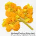 Artificial bicolor ginkgo leaf branches, 60cm height, set of 12 yellow/orange stems - Coated Type B (Pack of 12) / 60cm 30 Leaves / Two-Tone (Yellow/Orange)