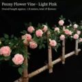 Künstliche Pfingstrosenranke in Hellrosa, 1,8 m, dekorative Kunstpflanze für die Wand - 1.8m/19 Blumen / Hellrosa