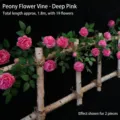 Künstliche tiefrosa Pfingstrosenblütenrebe 1,8m Länge mit neunzehn Blüten für Deko - 1.8m/19 Blumen / Dunkelrosa