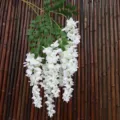 White artificial wisteria hanging vine, 96cm long branch with three flower strings - Laburnum Wisteria / Set of 2 Branches / White