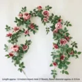 Guirnalda de flores de peonía artificial, 1,8 m con 21 flores de seda rosa para decoración - 21 Piezas/Paquete / Enredadera de Peonía Estilo Europeo Color Vintage (001)