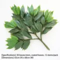 Pack of 12 glue-coated artificial green mango leaves for garden landscaping 65cm high - Glued mango leaves with five forks / 12支装(30片叶/支)