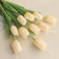 Artificial tulips bouquet wet touch fake flowers for home table decoration yellow - 10 Stems Upgraded Milky White Tulips