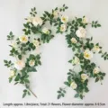 Guirnalda decorativa de peonías blancas artificiales de 1,8 m para decoración de paredes - 21 Piezas/Paquete / Enredadera de Peonía Estilo Europeo Blanco (001)