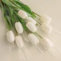 White artificial tulip bouquet simulation flowers for home decor indoor table decoration display - 10 Stems Upgraded White Tulips