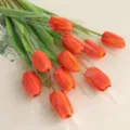 Artificial tulip flowers realistic faux floral bouquet for home decor table centerpiece - 10 Stems Upgraded Orange Tulips