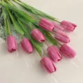 High-end artificial tulip flowers bouquet, wet touch faux floral arrangement for home decor. - 10 Stems Upgraded Purple Tulips