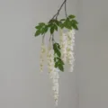 White artificial wisteria hanging vine for wedding decor, 1.2m length variant. - Five Branches Hanging Style / White