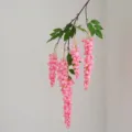 1.2m artificial pink hanging wisteria flower vine for wedding and home decoration - Five Branches Hanging Style / Deep Pink