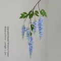 Blue artificial wisteria vine hanging branch for wedding decor, 1.2m long - Five Branches Hanging Style / Blue