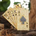 Sparkling gold-plated hip-hop style poker royal flush pendant with clear rhinestones - Spades Royal Flush Style (XD13002) / Single Pendant Gold