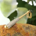 Hiphop gold stainless steel baseball bat pendant with paved crystal rhinestones - 单吊坠(XD1239)-仅吊坠(不含链) / Gold
