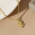 Detailed close-up of an intricate gold-plated rose flower pendant on a dainty box chain - Rose