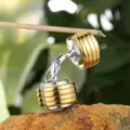 Two-tone stainless steel dumbbell pendant jewelry for fitness enthusiasts - Dumbbell Pendant (Pendant Only (Without Chain)) (XD1252) / Two-tone (Gold & Silver)