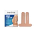 Laniska beige athletic knee kinesiology grid tape set provides reliable joint support and comfort. - 1 Pair Pack / Nude