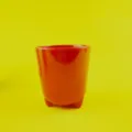 Red three-legged cup detail view, cute kids melamine water cup or milk cup display. - Red